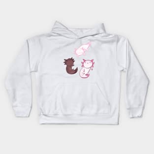 Cute happy axolotls having fun Kids Hoodie